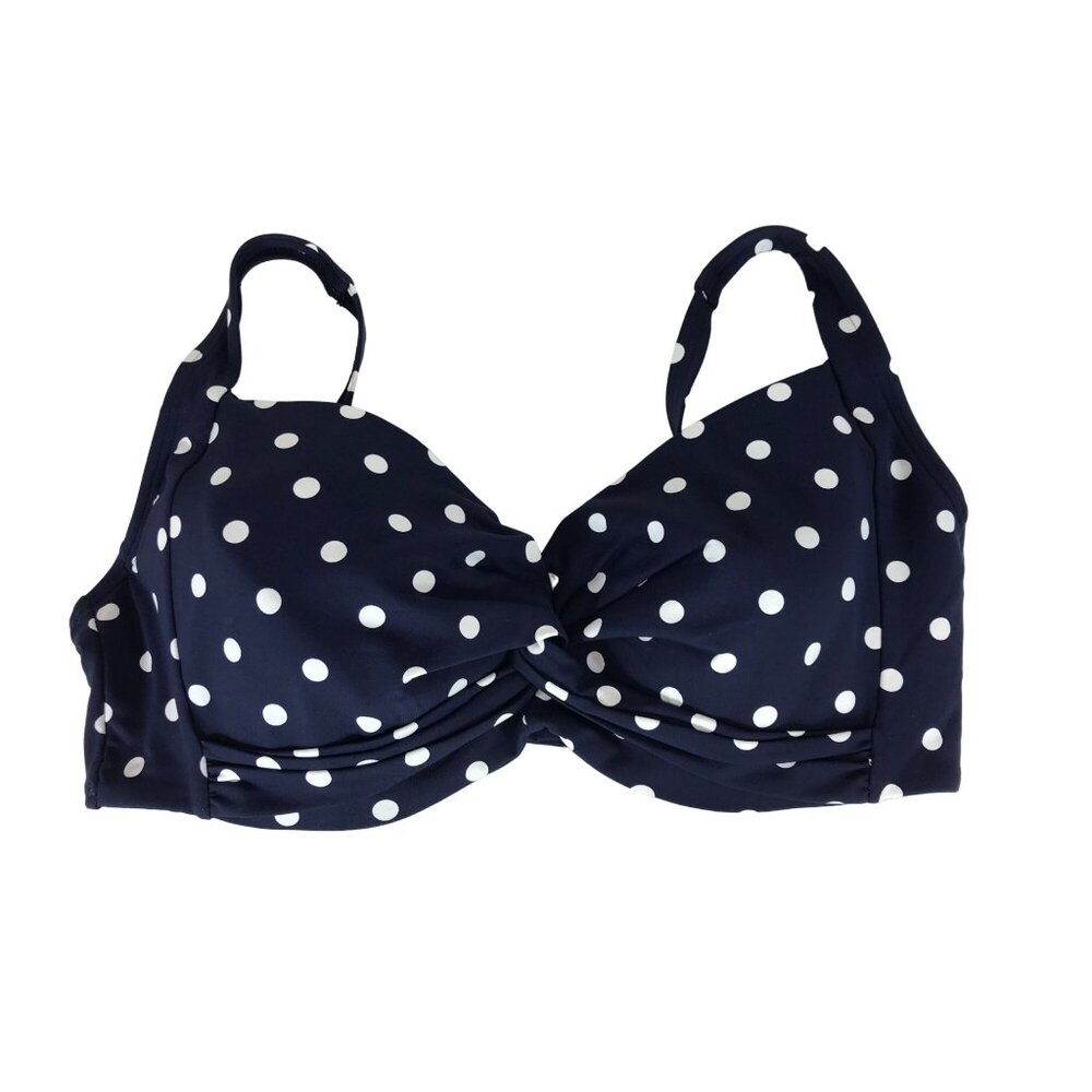 LAND END ~ WOMENS 12DD ~ DEEP SEA POLKA DOT UNDERWIRE BIKINI SWIM TOP